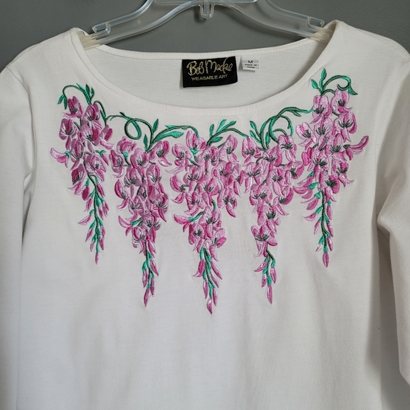 Bob Mackie Wearable Art 100% Cotton Embroidered White Top. Size M - Picture 2 of 8